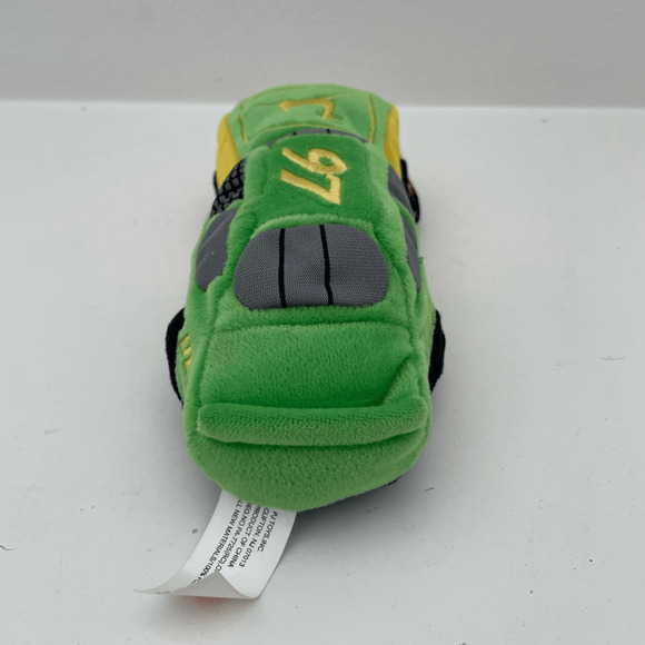 John Deere Green and Yellow Nascar Race Car Plush Beanie Toy - Picture 3 of 8